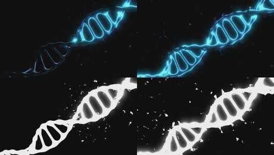 DNA 螺旋结构和闪闪发光的爆炸透明通道4K高清在线视频素材下载