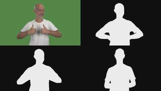 绿屏上快乐的有动力的人竖起大拇指循环高清在线视频素材下载