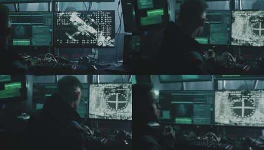 网络罪犯黑客攻击宇宙飞船对接4K高清在线视频素材下载