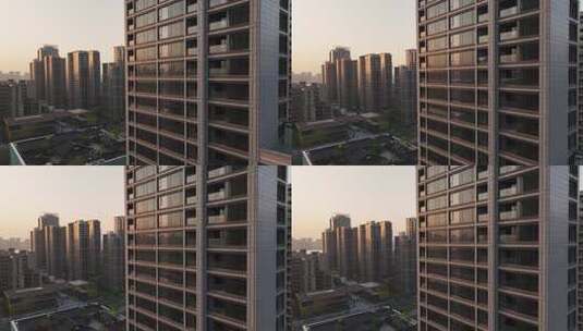 杭州亚运会亚运村夕阳航拍高清在线视频素材下载