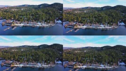 加利福尼亚箭头湖一些空码头的鸟瞰图。高清在线视频素材下载