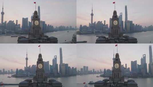 上海陆家嘴日出航拍高清在线视频素材下载