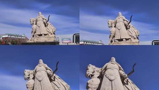 内蒙古额尔古纳哈撒尔雕像高清在线视频素材下载
