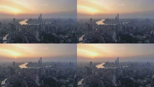 上海日出 上海夏天 浦西 上海 城市发展高清在线视频素材下载