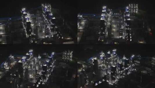 水泥厂化工厂工业区夜景航拍高清在线视频素材下载