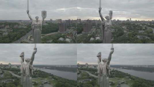 乌克兰基辅祖国巨大钢铁纪念碑的美丽景色高清在线视频素材下载
