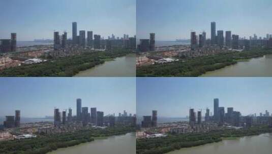 深圳湾超级总部基地建设进度航拍高清在线视频素材下载