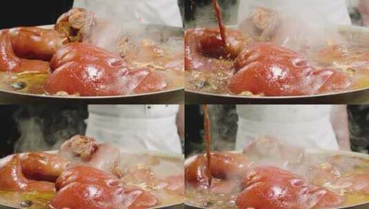猪脚饭 猪蹄 隆江 淋汁 卤汁 整块猪蹄高清在线视频素材下载