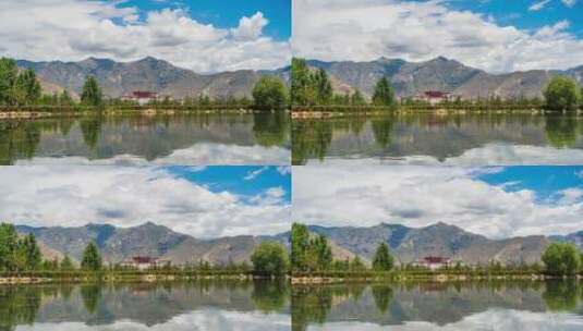 西藏拉萨南山公园布达拉宫延时4k高清在线视频素材下载