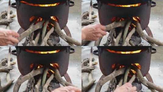 农村烧火做饭高清在线视频素材下载