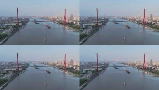 杨浦滨江 杨浦大桥 延时  黄浦江高清在线视频素材下载