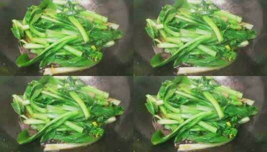 煮菜心蔬菜高清在线视频素材下载