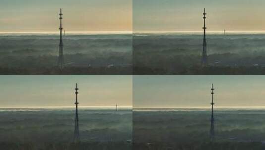林海中的无线通信收集塔高清在线视频素材下载