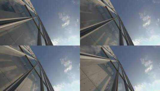 仰拍上海保利大剧院建筑框架空镜高清在线视频素材下载