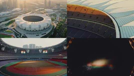 杭州亚运会主场馆奥体中心灯光秀高清在线视频素材下载