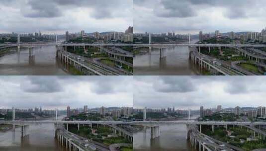 重庆高家花园大桥航拍高清在线视频素材下载
