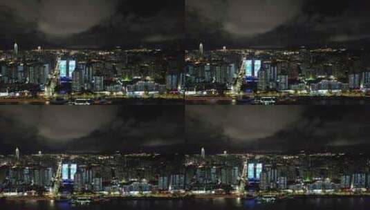 浙江温州城市大景夜景灯光航拍高清在线视频素材下载
