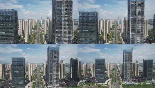 福建漳州城市建设财富中心航拍高清在线视频素材下载