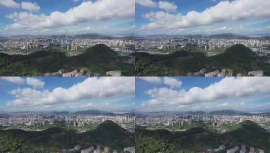 城市蓝天白云天际线城市高楼建筑航拍高清在线视频素材下载