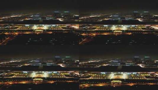苏州火车站夜景竖屏航拍高清在线视频素材下载