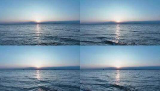 大海航拍海面日出风光飞向大海天空海洋风景高清在线视频素材下载