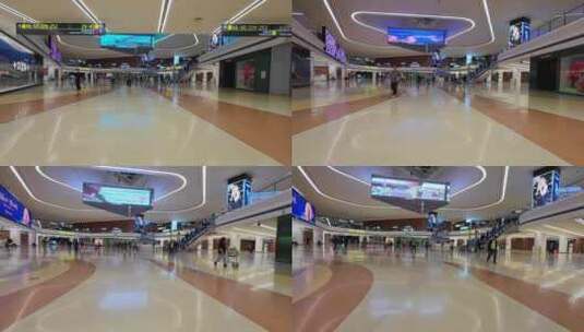 四川成都天府国际机场航站楼出发大厅旅客高清在线视频素材下载