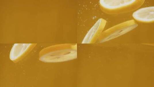 柠檬、柠檬掉入水中、饮料高清在线视频素材下载