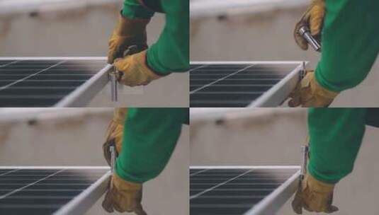 安装太阳能电池板高清在线视频素材下载