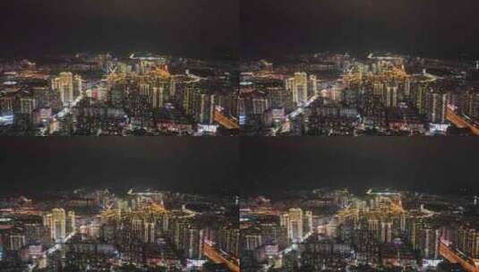 龙岩市新罗区龙岩大道城市大景夜景航拍高清在线视频素材下载