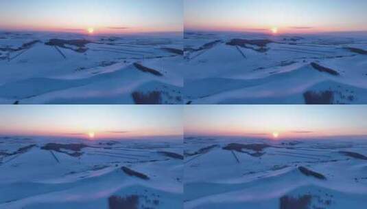 寒冬山林雪景暮色夕阳晚霞高清在线视频素材下载