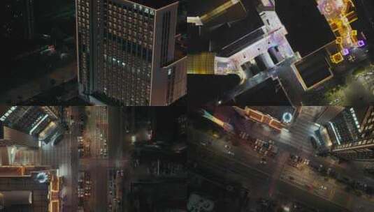 奥特莱斯夜景建筑航拍高清在线视频素材下载