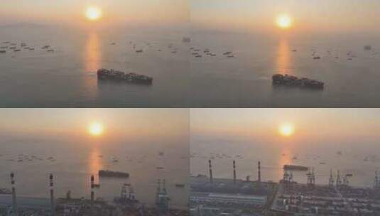 深圳前海湾保税港区航拍海边港口码头集装箱高清在线视频素材下载