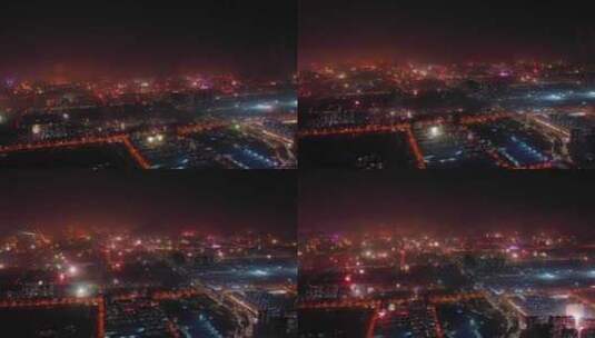 航拍4k呼和浩特城区烟花高清在线视频素材下载