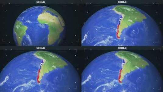 智利地图来自地球与旗帜高清在线视频素材下载