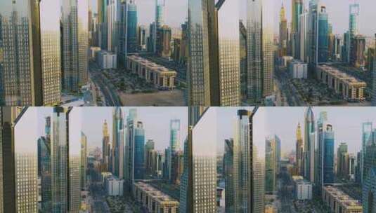 迪拜金融中心区，日出时从市中心鸟瞰现代摩高清在线视频素材下载