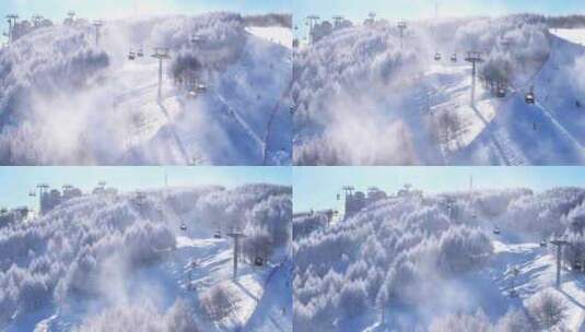 梦幻的滑雪场航拍高清在线视频素材下载