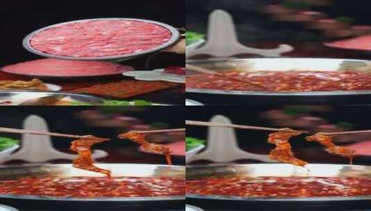 火锅涮牛肉 美食高清在线视频素材下载