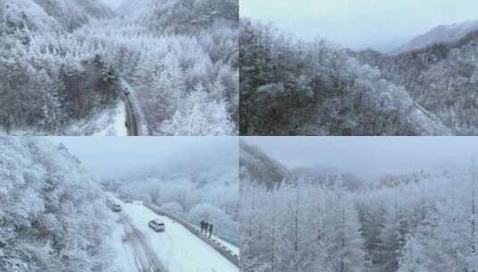 秦岭雪景航拍自然风光合集（多视角长视频）高清在线视频素材下载