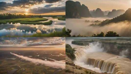 航拍美丽中国大好河山风景1高清在线视频素材下载