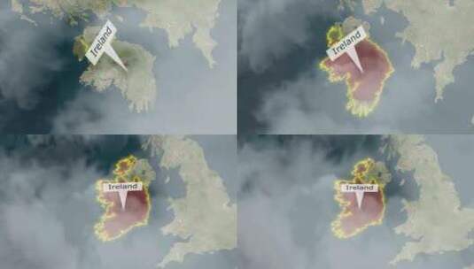 爱尔兰地图-云效应高清在线视频素材下载