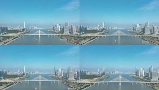 珠海横琴大桥航拍桥梁车流交通磨刀门江河流高清在线视频素材下载