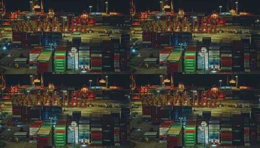盐田港夜景港口货运码头贸易物流C0131高清在线视频素材下载