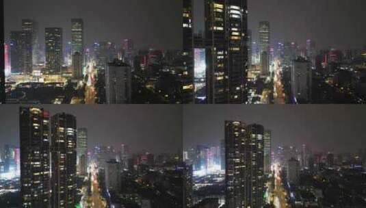 航拍成都锦江区春熙路商圈夜景高清在线视频素材下载