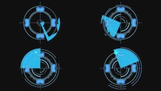 技术界面HUD在带有动画界面的黑暗虚拟屏高清在线视频素材下载