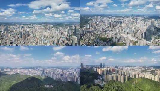 贵阳城市大景蓝天白云天际线航拍高清在线视频素材下载