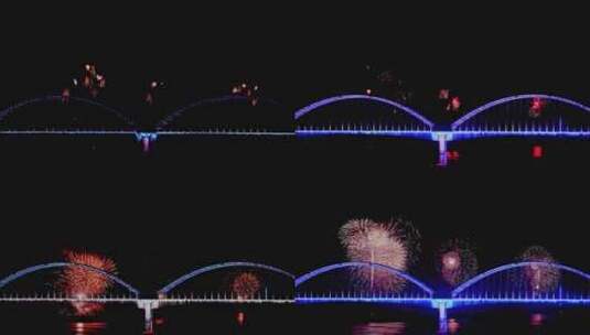 相机摄城市节日焰火合集·宜万铁路桥焰火高清在线视频素材下载