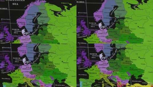 世界彩色地图上的欧洲国家。高清在线视频素材下载
