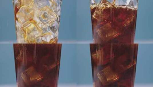 夏日饮品杯子里的冰可乐高清在线视频素材下载