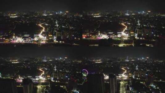 广东中山市夜景交通航拍高清在线视频素材下载