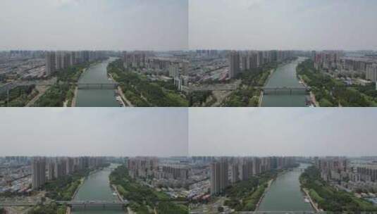 航拍河南漯河沙河桥高清在线视频素材下载